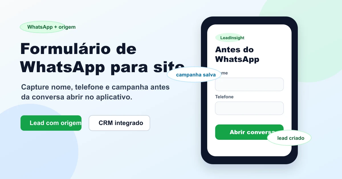 Formulário de WhatsApp no site capturando nome e telefone antes de abrir a conversa